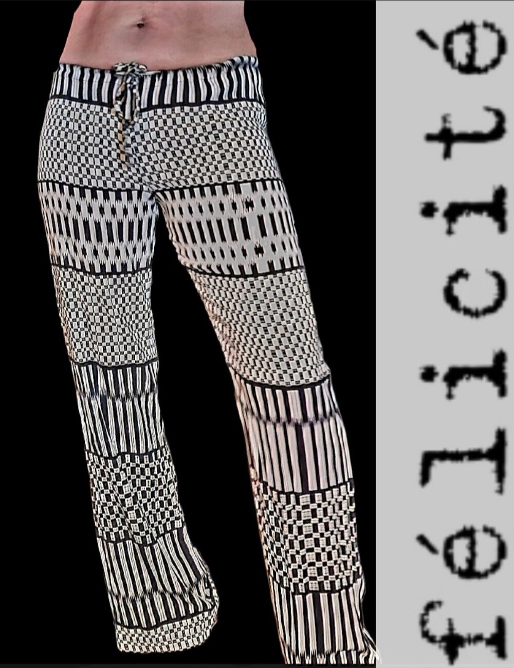 FELICITE Black & White Geometric Wide-Leg Lounge Pants